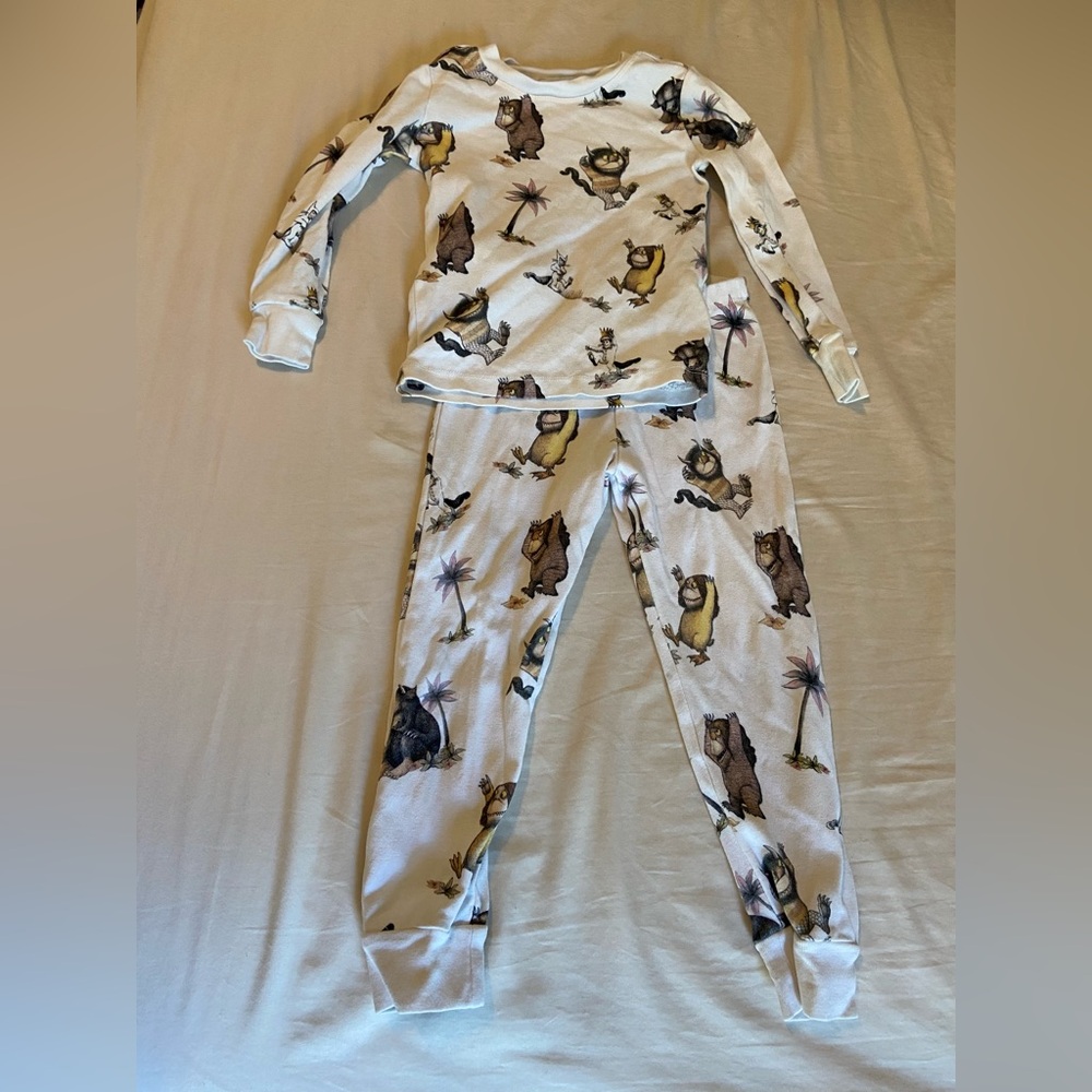 Pottery Barn Kids Where the Wild Things Are Pajama Set - White and Brown